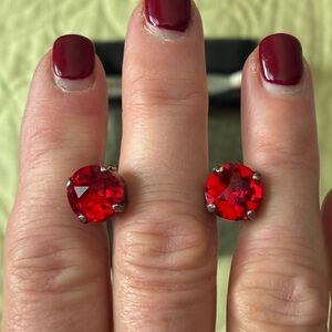 Sabika Red Crystal Post Earrings